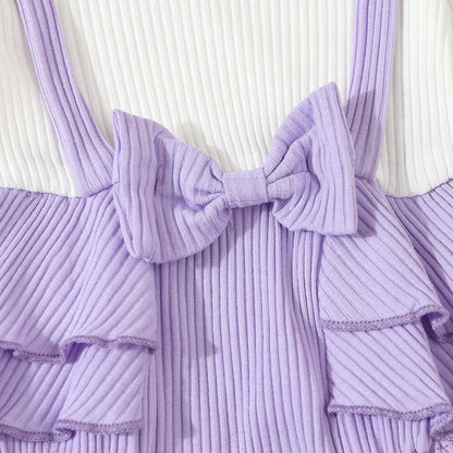 Toddler Flounced Sleeve Shoulder Strap Romper Girls' Spring And Autumn