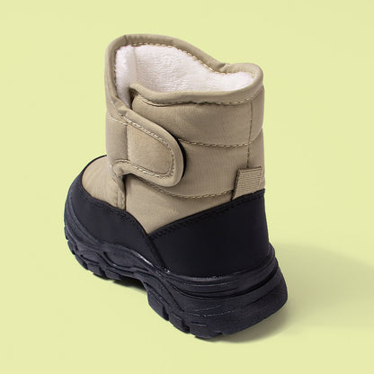 Bottes chaudes à semelles épaisses pour garçons, baskets montantes en coton isolées