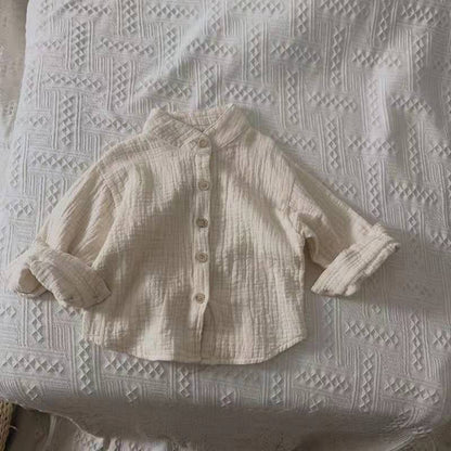 Cotton And Linen Shirt Korean Children's Fashion Top