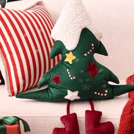 Cojín de árbol de Navidad con forma especial para sofá, ambiente de sala de estar y Año Nuevo.