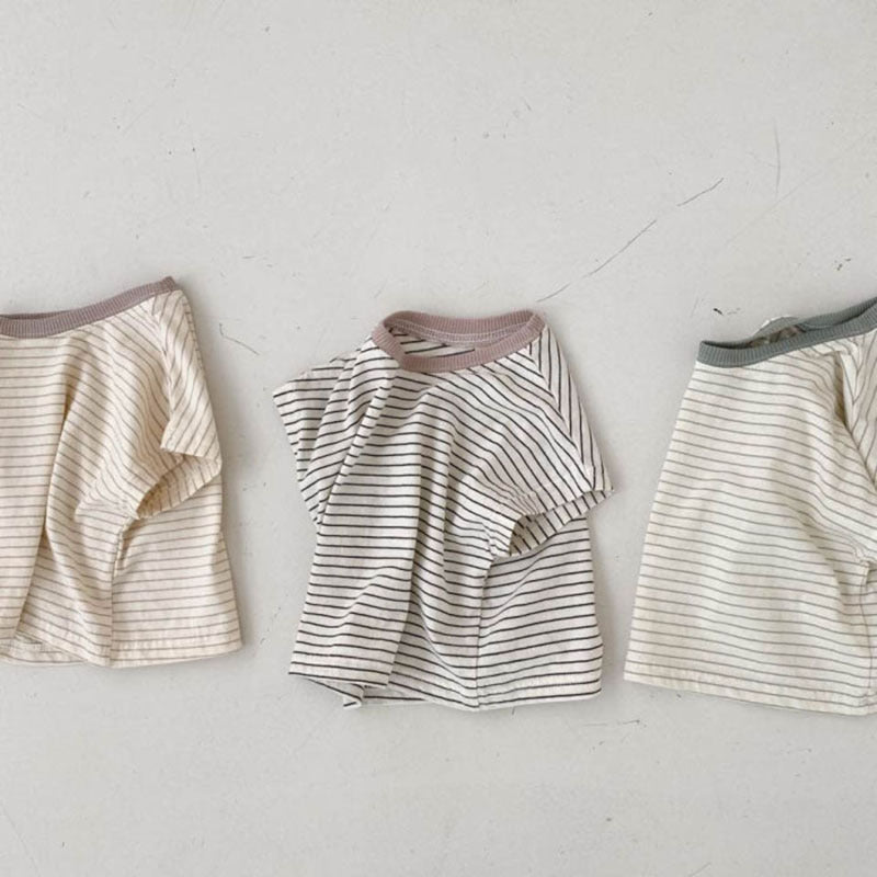 Korean Style Baby Casual Striped Short-sleeved T-shirt