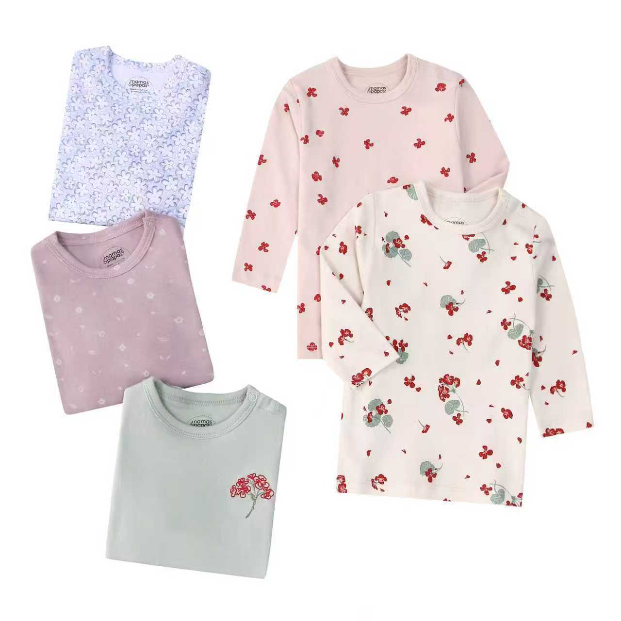 Autumn Children's Cartoon Printed Home Long-sleeved Top T-shirt Mixed Color Five Pieces