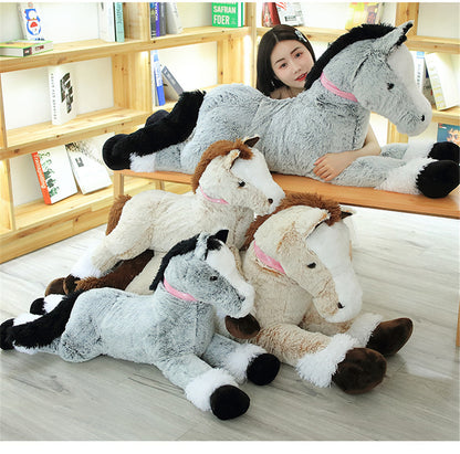 Simulation lying horse pillow plush toy