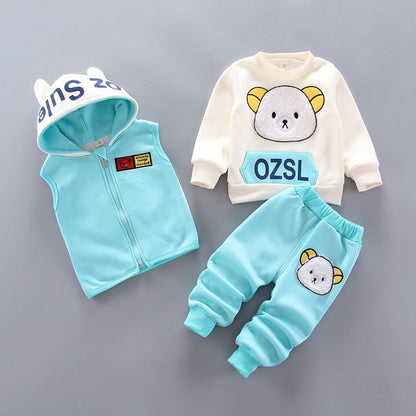 Traje grueso de tres piezas para niños