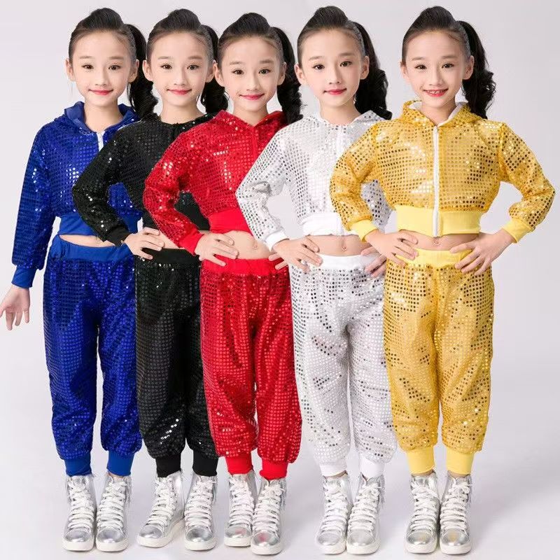 Vêtements de sport pour enfants à paillettes, hip-hop, danse de rue, performance, équipe de cheerleading
