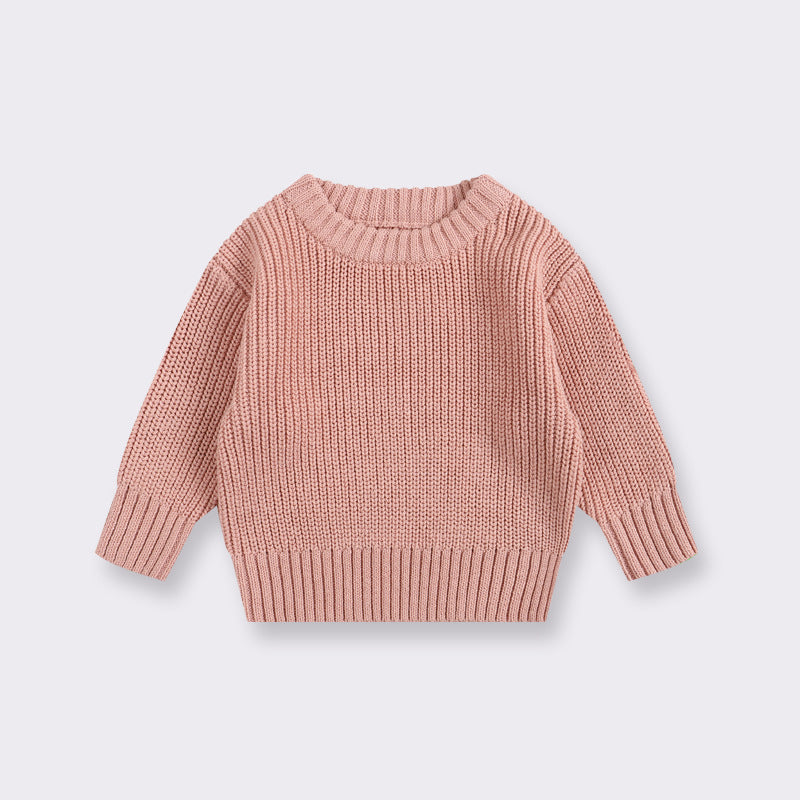 Simple Solid Color Girls' Round Neck Base Knitwear