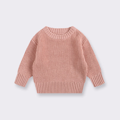 Simple Solid Color Girls' Round Neck Base Knitwear