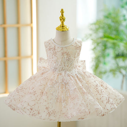 Champagne-colored High-end Piano-style Tutu Performance Outfit
