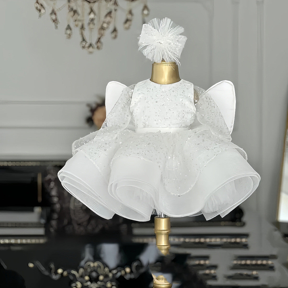 Vestido de princesa para niña de 61 años, estilo occidental, blanco