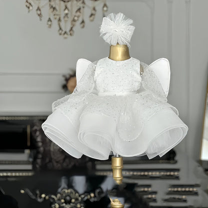 Vestido de princesa para niña de 61 años, estilo occidental, blanco