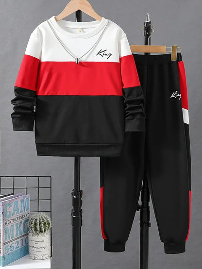 Design Sense Multicolor Hoodie Pants Two-piece Set