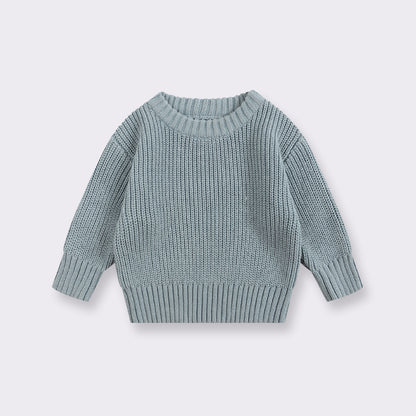 Simple Solid Color Girls' Round Neck Base Knitwear