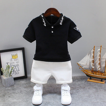 Summer Letter Lapel Short Sleeve Two-piece Suit