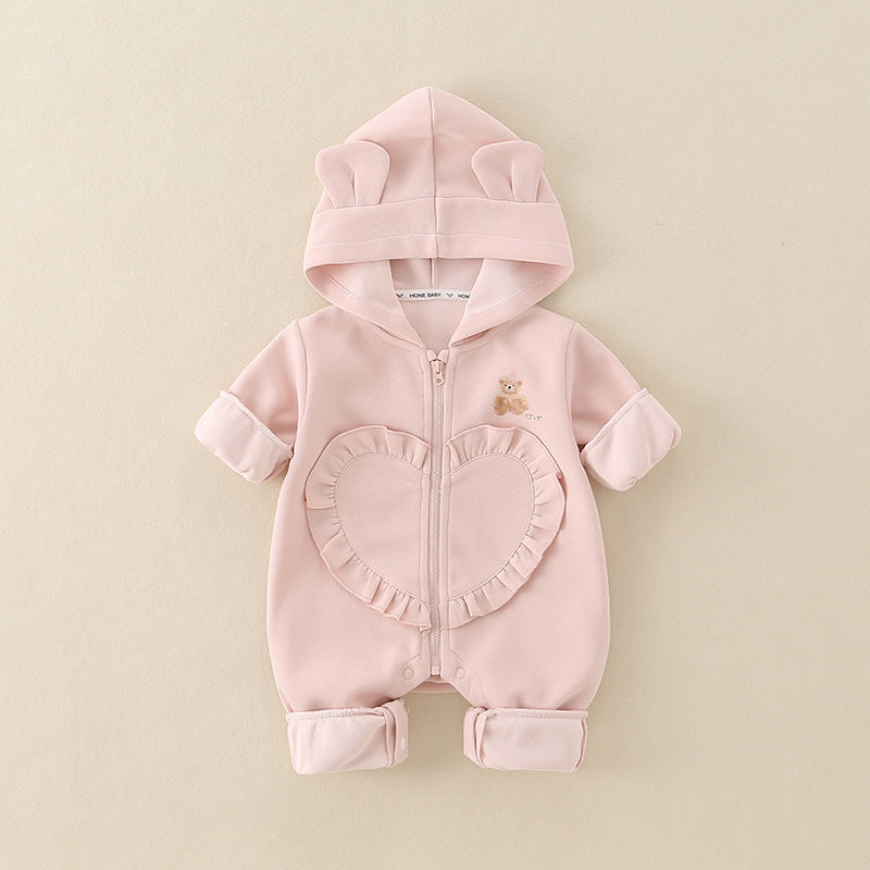 Baby Girl Hooded Cartoon Cute Jumpsuit Infant Fall Outfit Jumpsuit