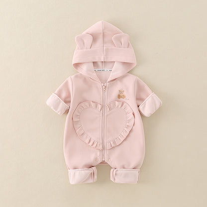 Baby Girl Hooded Cartoon Cute Jumpsuit Infant Fall Outfit Jumpsuit