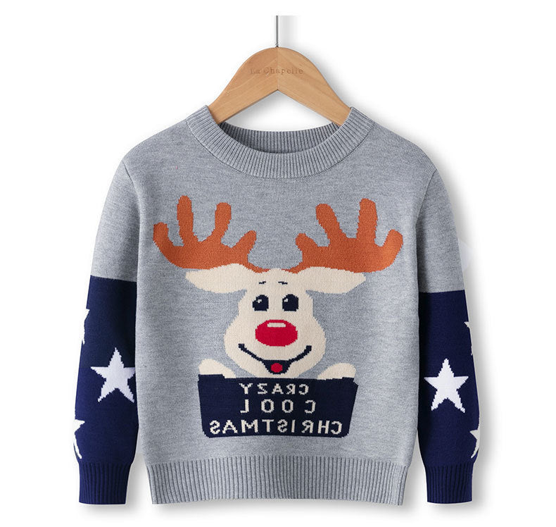 Cotton Double Layer Autumn Winter Christmas Long Sleeved Children's Sweater