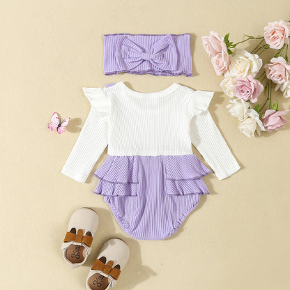 Toddler Flounced Sleeve Shoulder Strap Romper Girls' Spring And Autumn