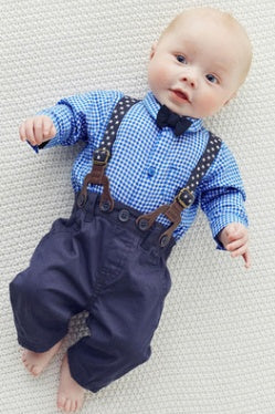 Costume de gentleman pour garçons de style européen et américain, ensemble chemise à carreaux et salopette pour enfants
