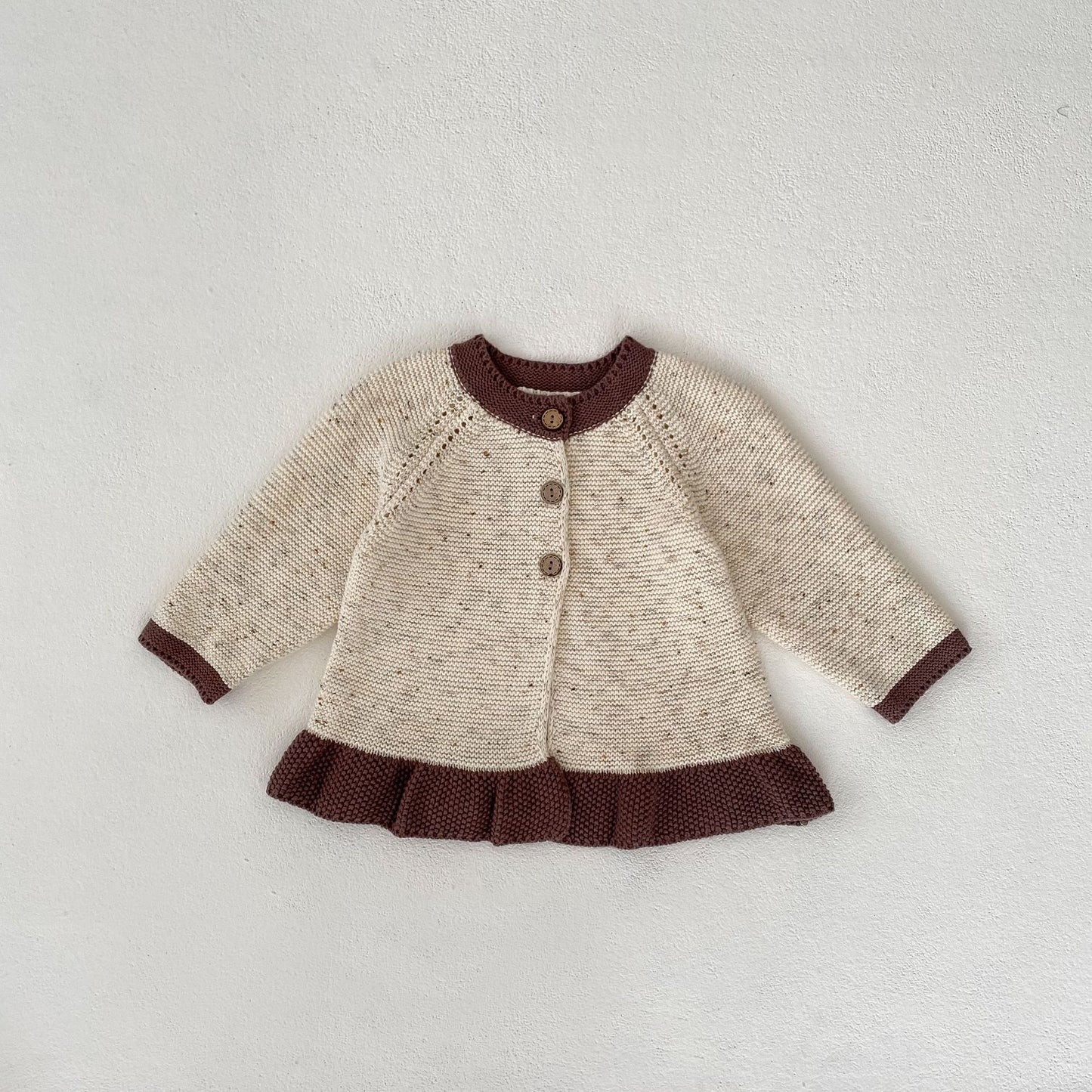 Baby Dot Yarn Ruffled Knitted Cardigan Coat Knitted Bell-bottom Pants