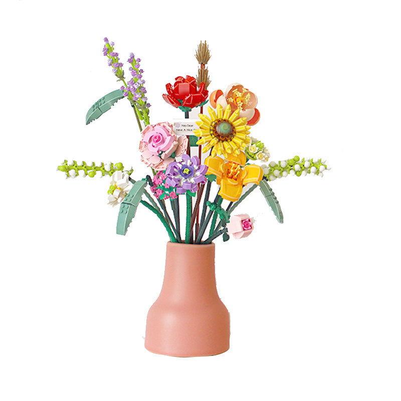 Building Blocks Decoration Immortal Flower Arrangement Girls Assembled Toys