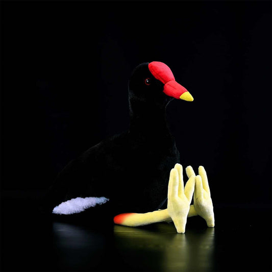 Peluche de poulet noir à os rouge