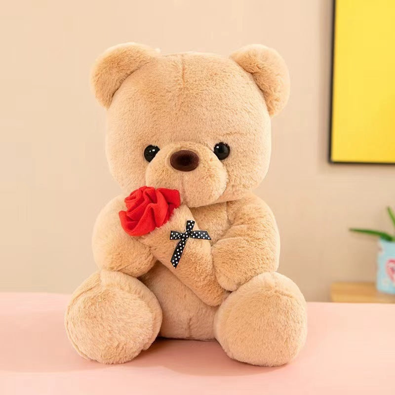 Cute Rose Little Bear Doll Huggy Bear Doll Women's Plush Toy