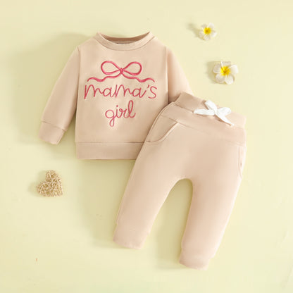 Ensemble sweat-shirt col rond et pantalon long pour enfant avec manches longues et poches