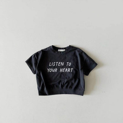 Dot Letter Crew Neck Short Sleeve Simple