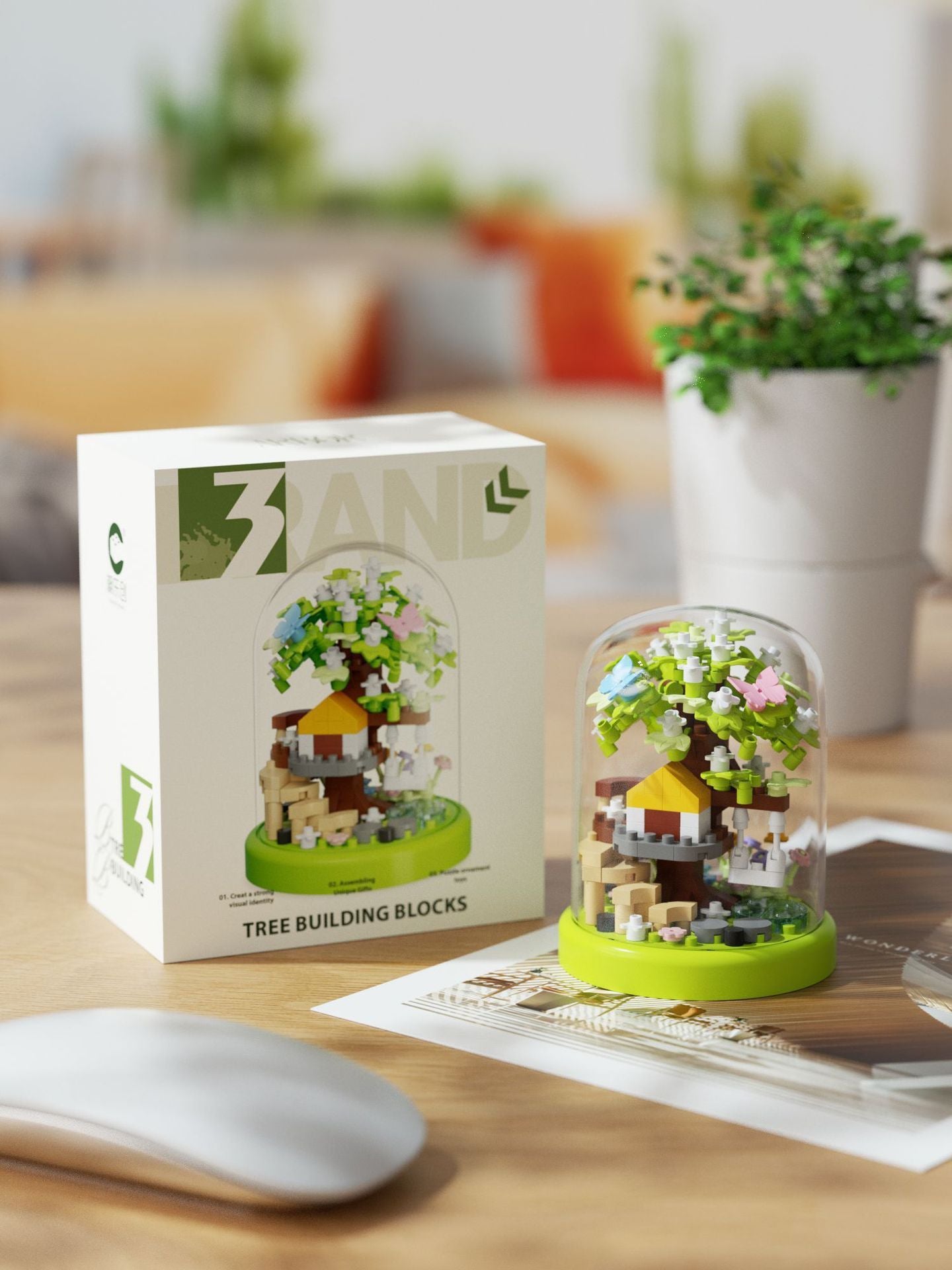 Arbre à fleurs de cerisier en blocs de construction Maison Arbor Day Micro Particules