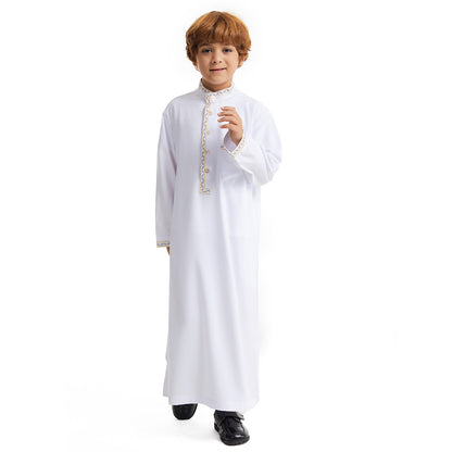Middle East Boy Robe Stand Collar Button Long Shirt