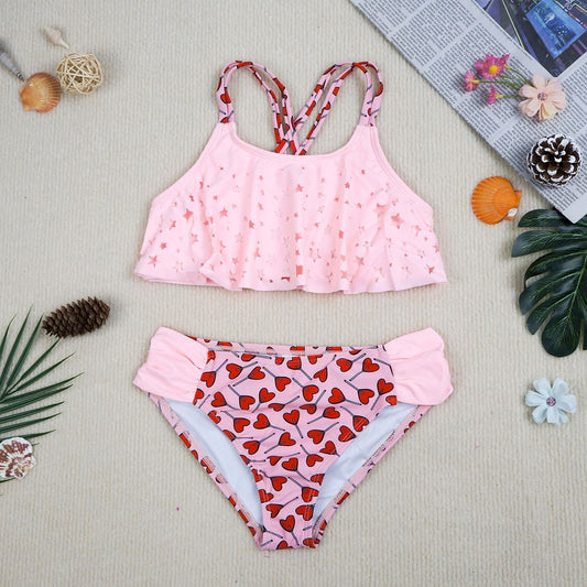 European And American-style Kids Swimwear Girls Two-piece Swimsuits