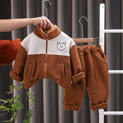 Ensemble doublé en polaire personnalisé pour garçons et filles