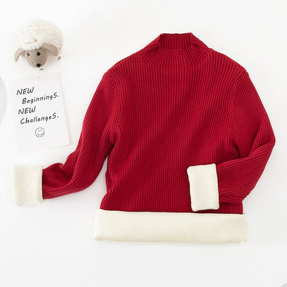 Suéter de cuello alto para niños, prenda de punto superior