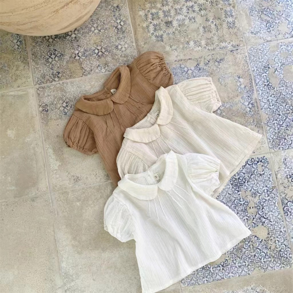 Baby Girl Cute Lapel Short-sleeved Blouse T-shirt