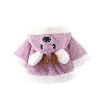 Thick Hooded Cape Coat Thermal Furry Clothes Small Antlers