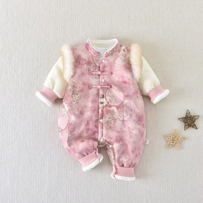 Fleece-lined Extra-thick Childrens Outdoor Cotton Jumpsuit
