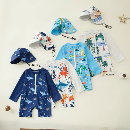 Jumpsuit Children's Swimsuit Hat Polyester