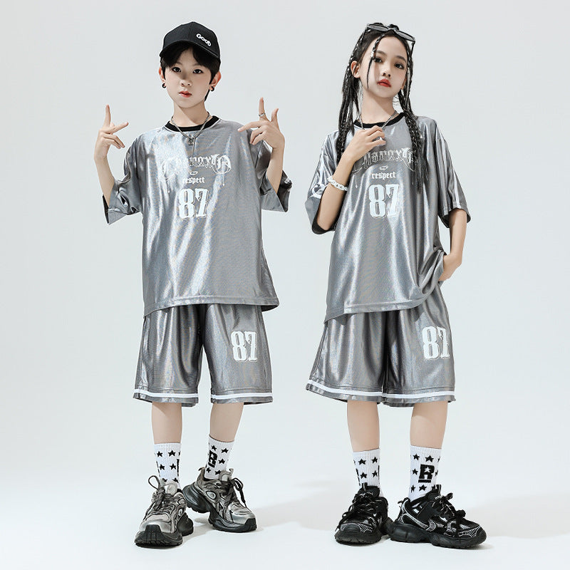 Hip Hop Children's Performance Hip Hop Glossy Loose Outfit
