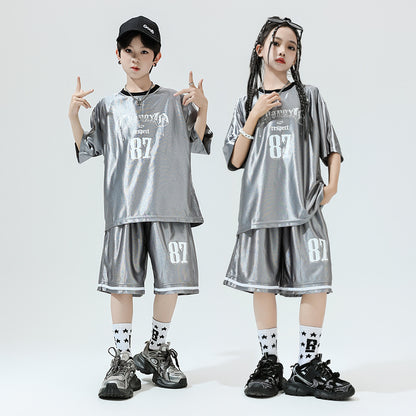 Hip Hop Children's Performance Hip Hop Glossy Loose Outfit