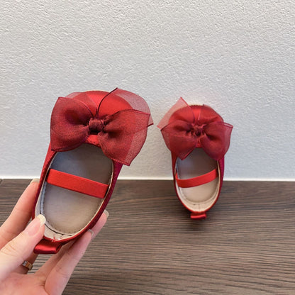 Princess Toddler Soft Bottom Pumps Bow Velcro Small Fabric Shoes