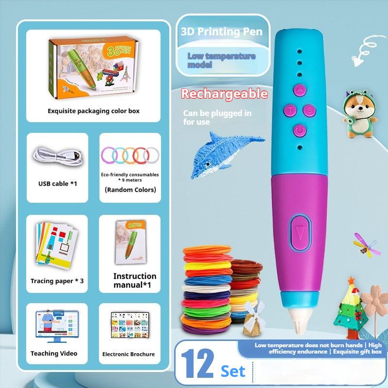 Educational 3D Printing Pen For Kids With Rechargeable Battery