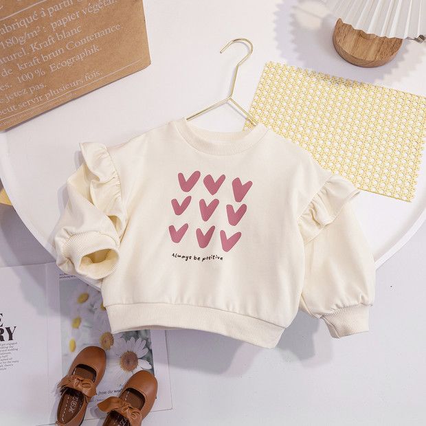 Nouveauté Haut Fille Collection Printemps 2026 - Pull à Capuche Mignon et Décontracté pour Enfants - Sweat-shirt à Col Cœur pour Enfants