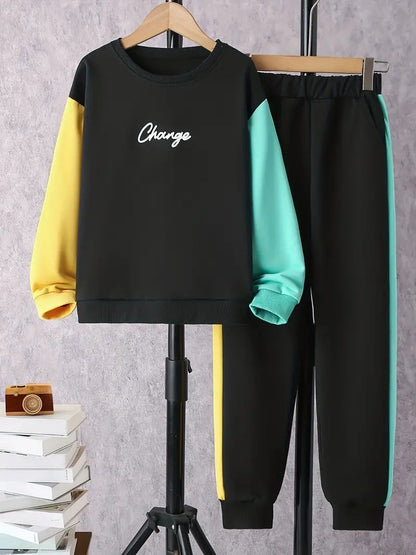 Design Sense Multicolor Hoodie Pants Two-piece Set