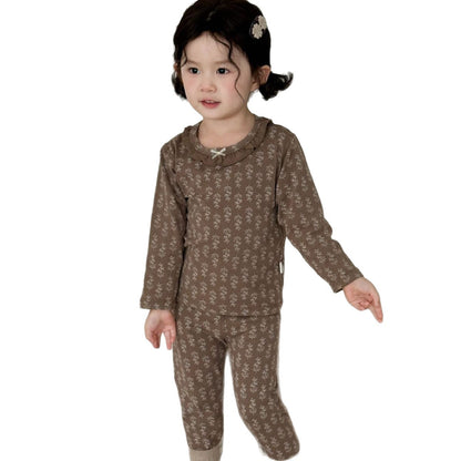 Ensemble de sous-vêtements thermiques en pur coton sans coutures pour garçons et filles - Haut et pantalon d'automne