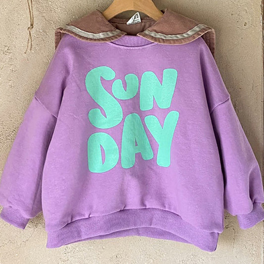 Loose Casual Long-sleeved Terry Sweater With Foreign Letters