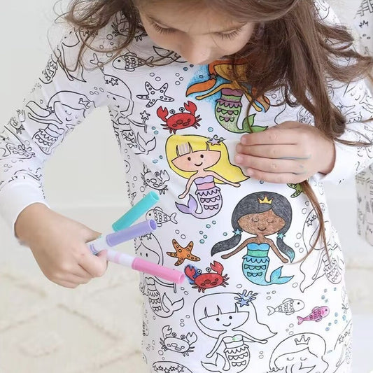 Children's DIY Hand-painted Graffiti Pajamas Suit