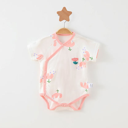 Simple Cartoon Print Summer Baby Rompers Girls Clothing