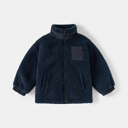 Thickened Coat Baby Fleece Stand Collar Stitching Top