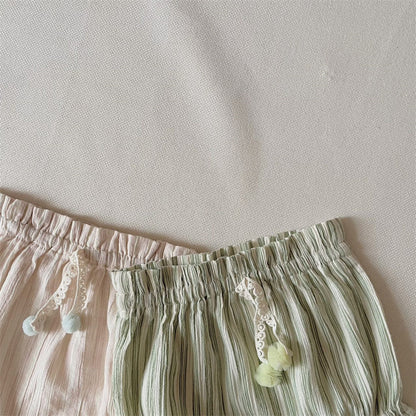 Striped Spaghetti Straps Shorts Suit Baby Girl Two-piece Suit Suit