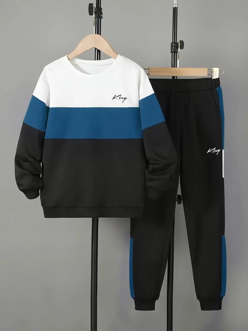 Design Sense Multicolor Hoodie Pants Two-piece Set